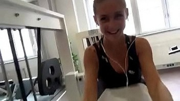 Small German Teen Seduce Stranger to Fuck in Gym