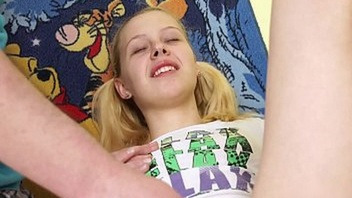 Stunning pigtailed teen ass fucked by wide old cock