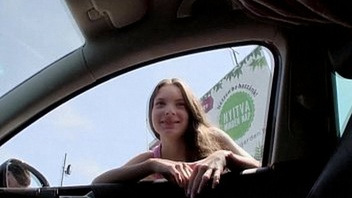 Teen hitchhiker fucked pov style outdoors